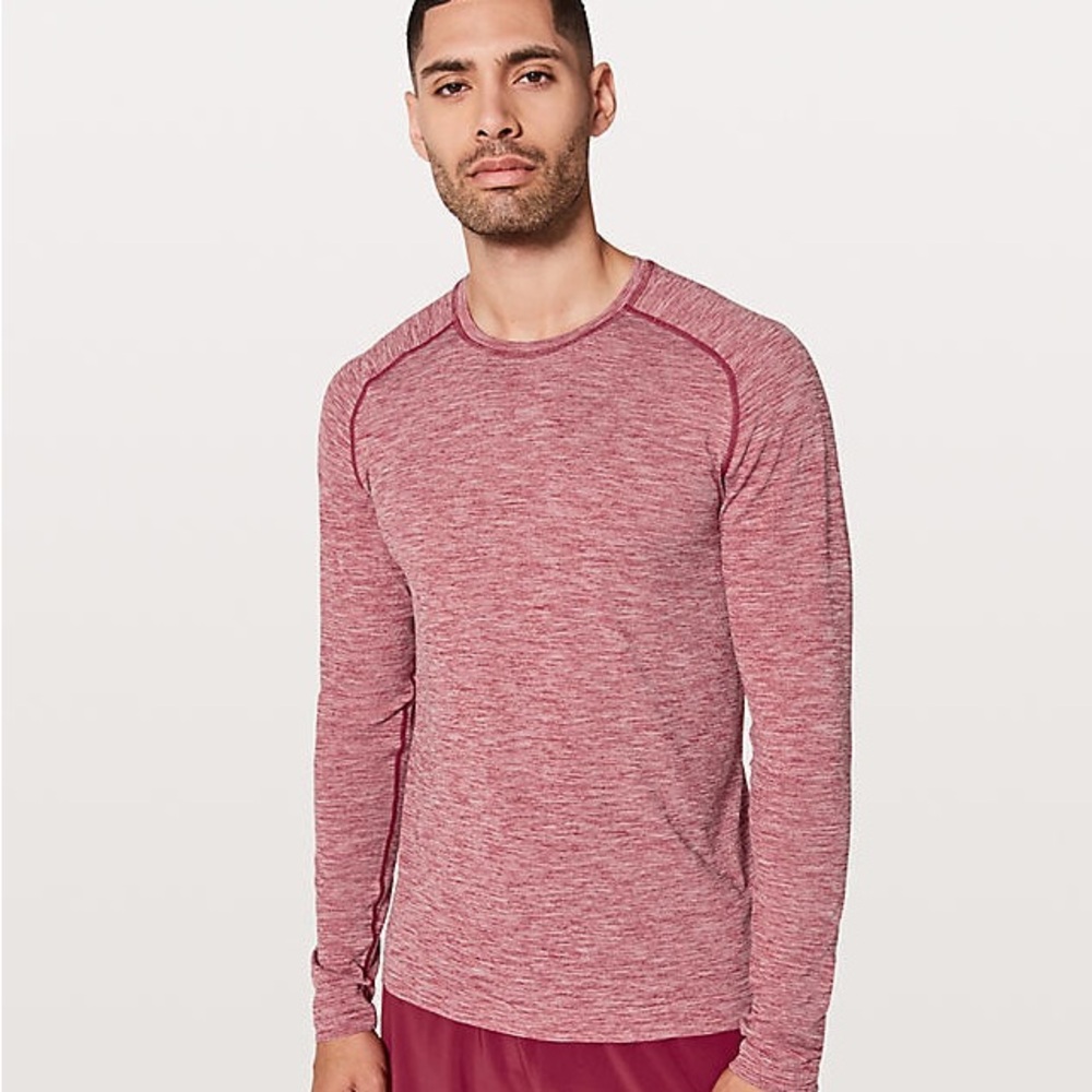 Red Lululemon Metal Vent Tech Long Sleeve shirt